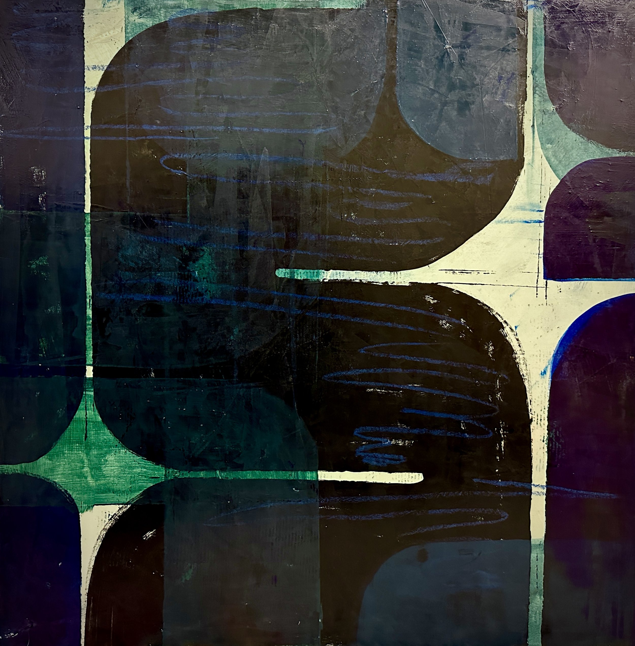 Crows, 2023 | 24x24 acrylic and oil pastel on cradled panel