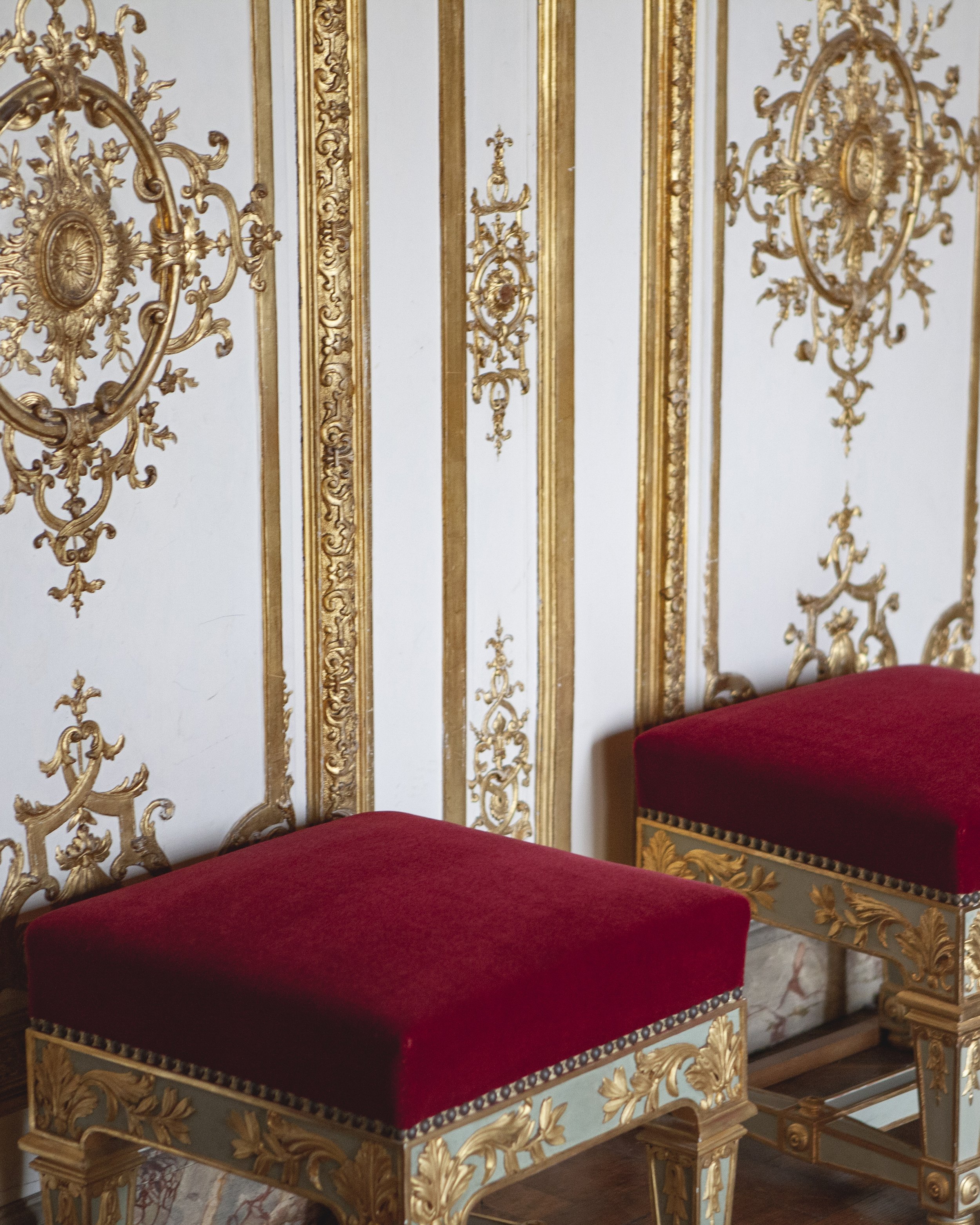Craftsmanship at Versailles | Velvet & Gilded Wood Stools