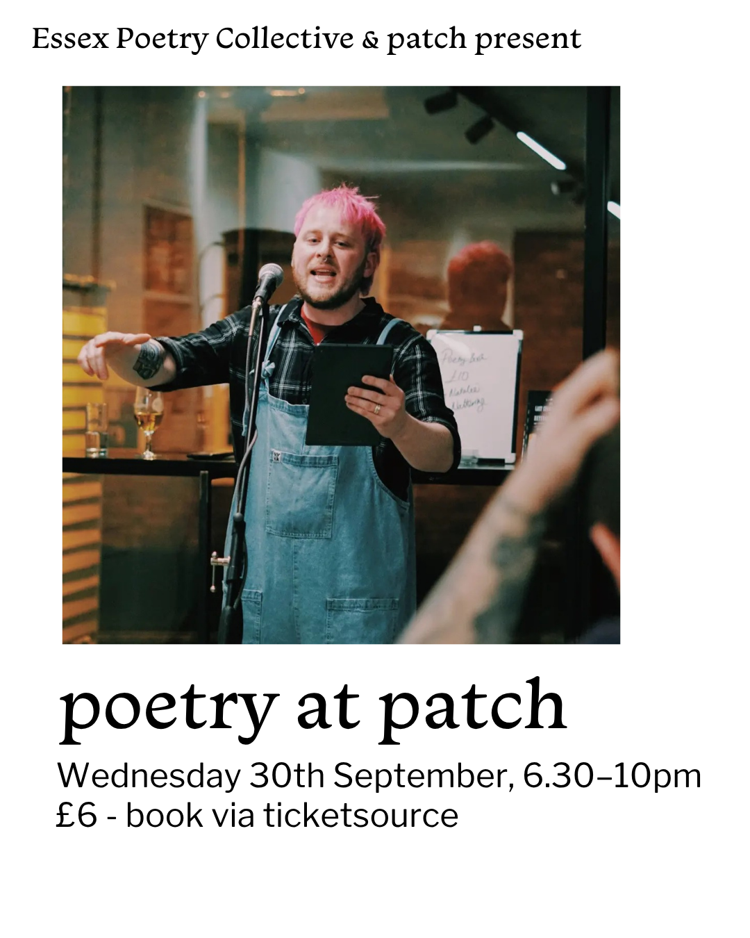 poetry at patch - Wednesday 30th September - £6