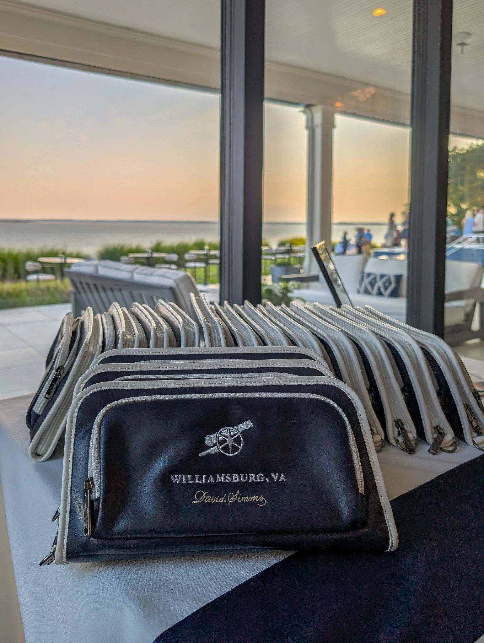 Branded golf bag organizer foiled on-site for Jolly Golf at Kingsmill Resort