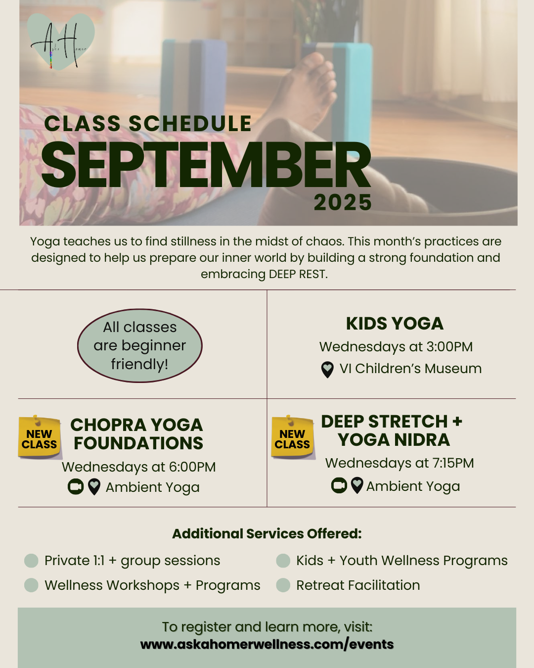 Weekly Yoga Classes at Ambient Yoga