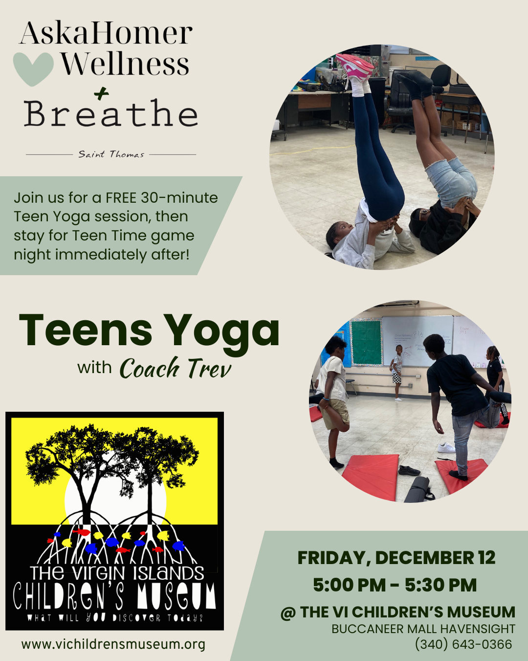 Teens Yoga at the VI Children’s Museum