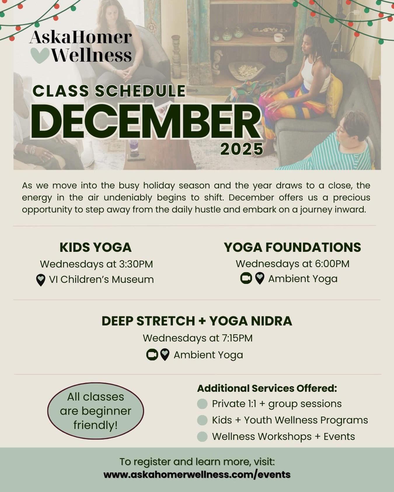 As we move into the busy holiday season and the year draws to a close, the energy in the air undeniably begins to shift. December offers us a precious opportunity to step away from the daily hustle and embark on a journey inward. Join me this month o