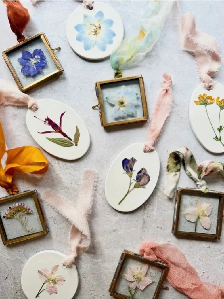 Aren&rsquo;t these absolutely gorgeous? Handmade flower decorations by @anther_art made using my naturally dyed ribbons- a perfect pairing 🌸 I always keep all the little extra pieces when I make my work hoping they will find a home&hellip; and here 