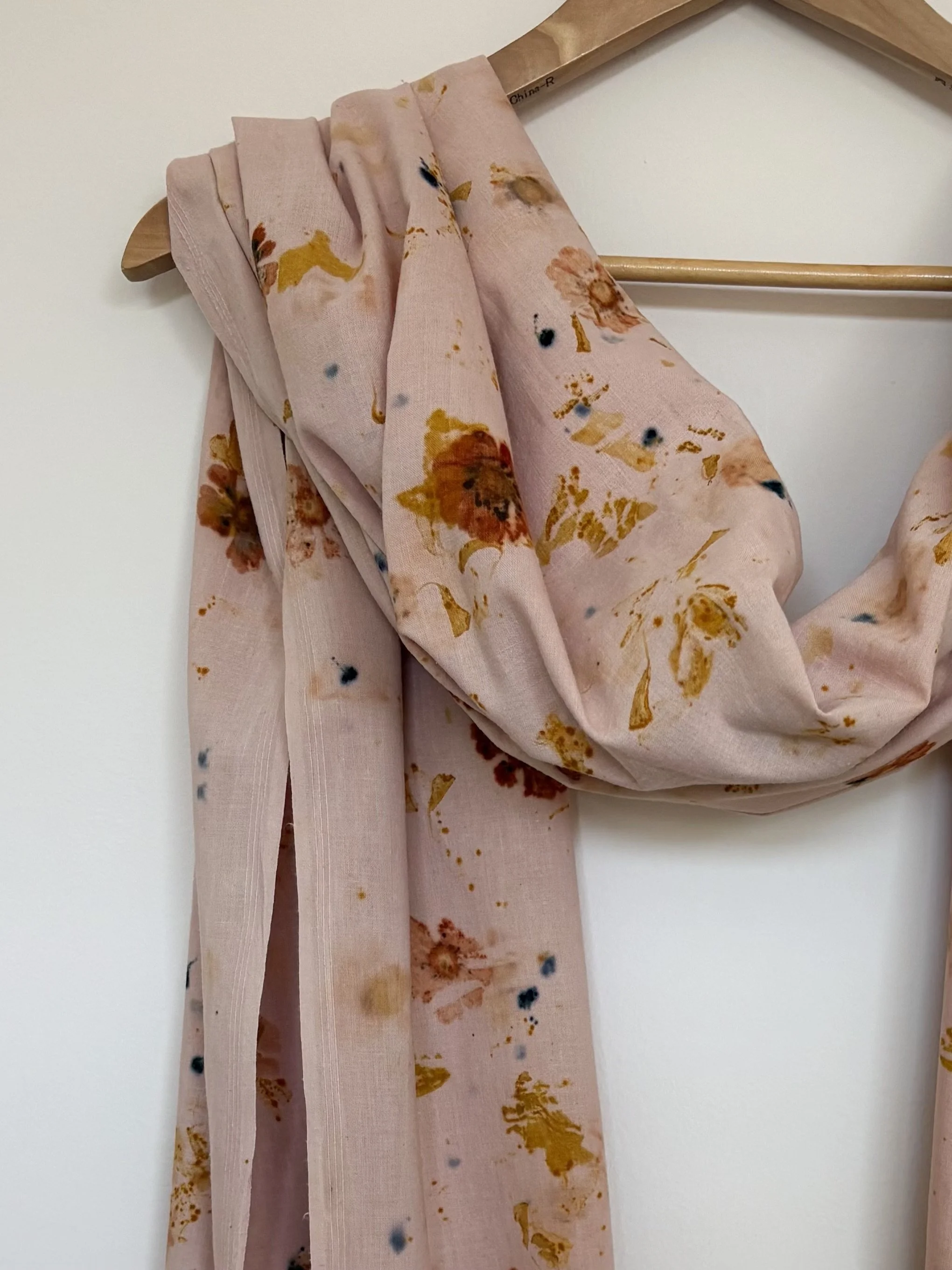 Eco Printed Khadi Cotton Scarf 'Hazy Days'