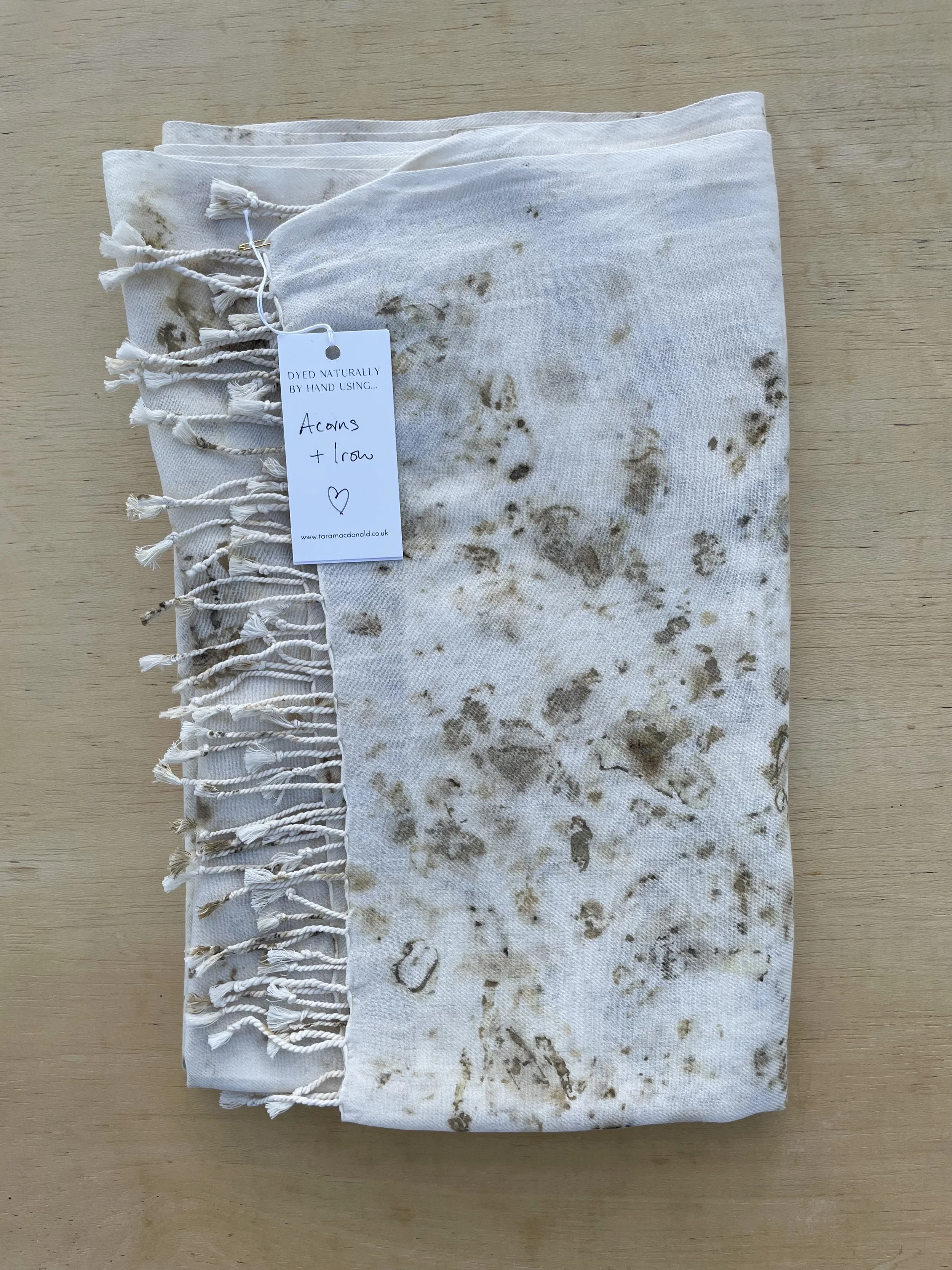 Organic Cotton Scarf Eco printed with Acorns