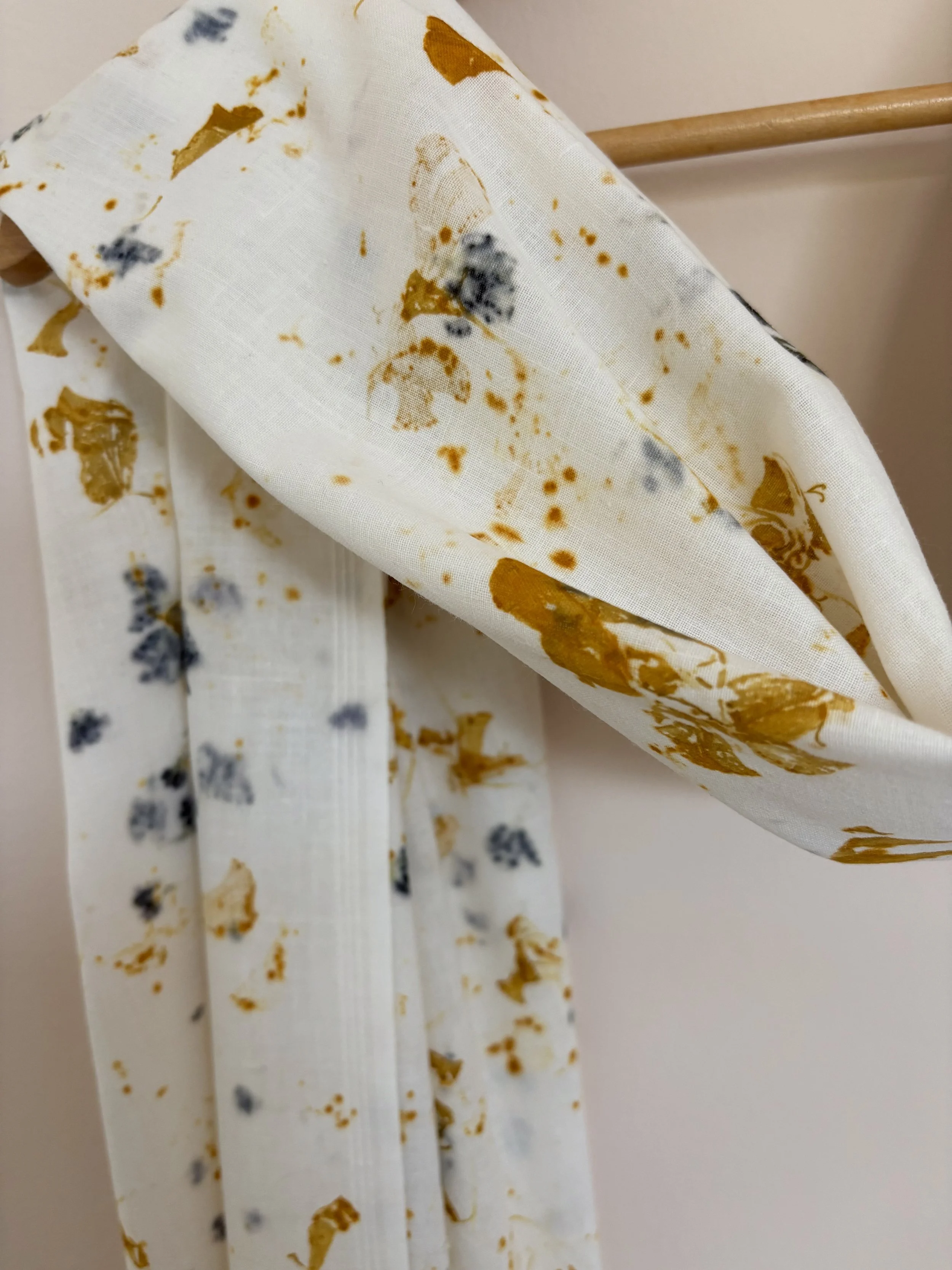 Eco Printed Khadi Cotton Scarf 'Petals'