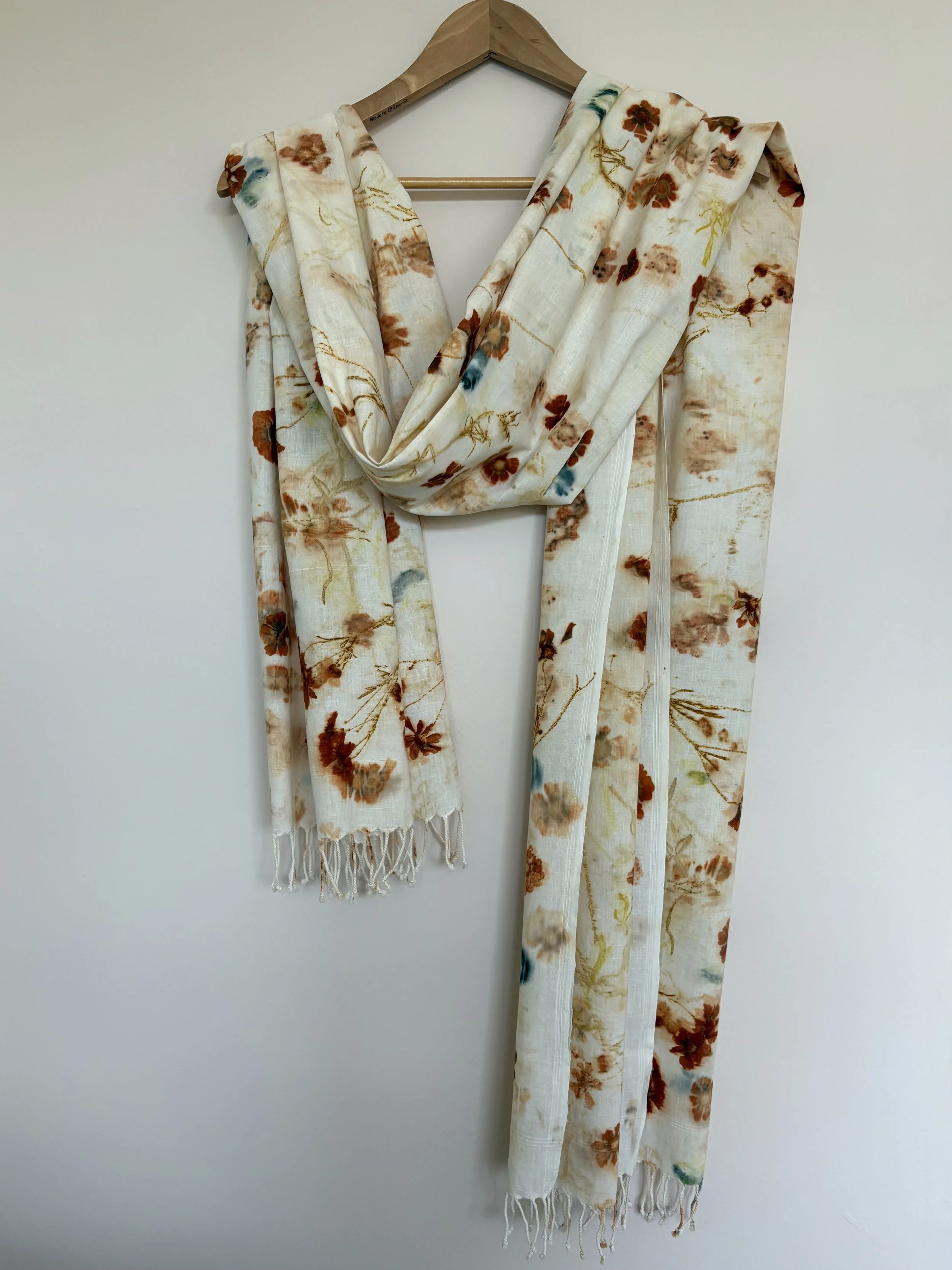 Eco Printed Khadi Cotton Scarf 'Summer Meadow'