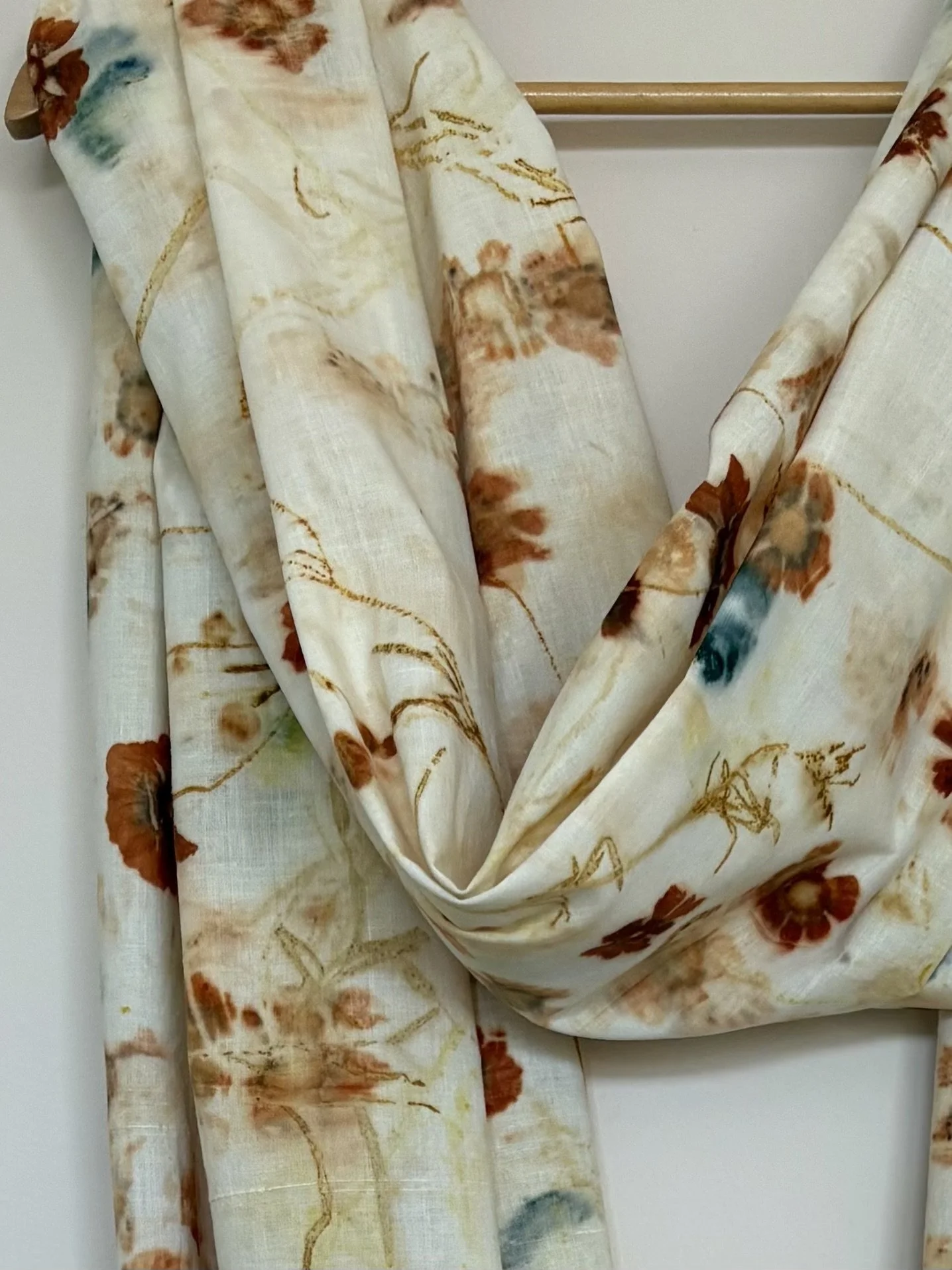Eco Printed Khadi Cotton Scarf 'Summer Meadow'