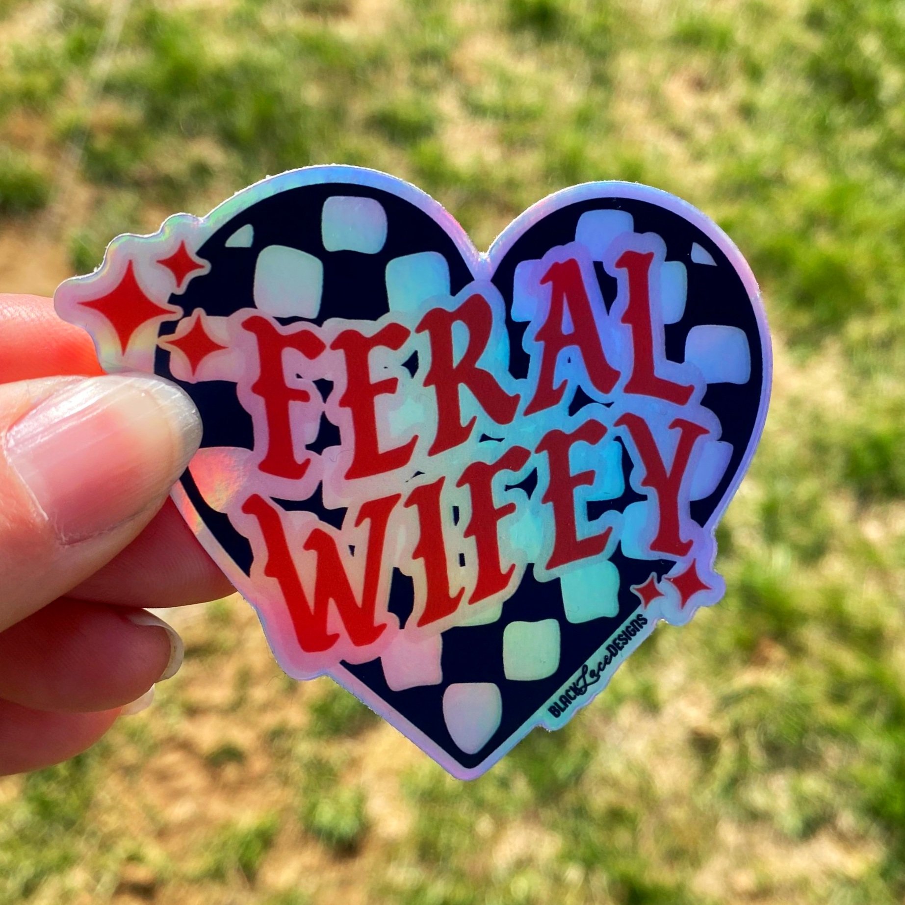 Feral Wifey Checkerboard Sticker