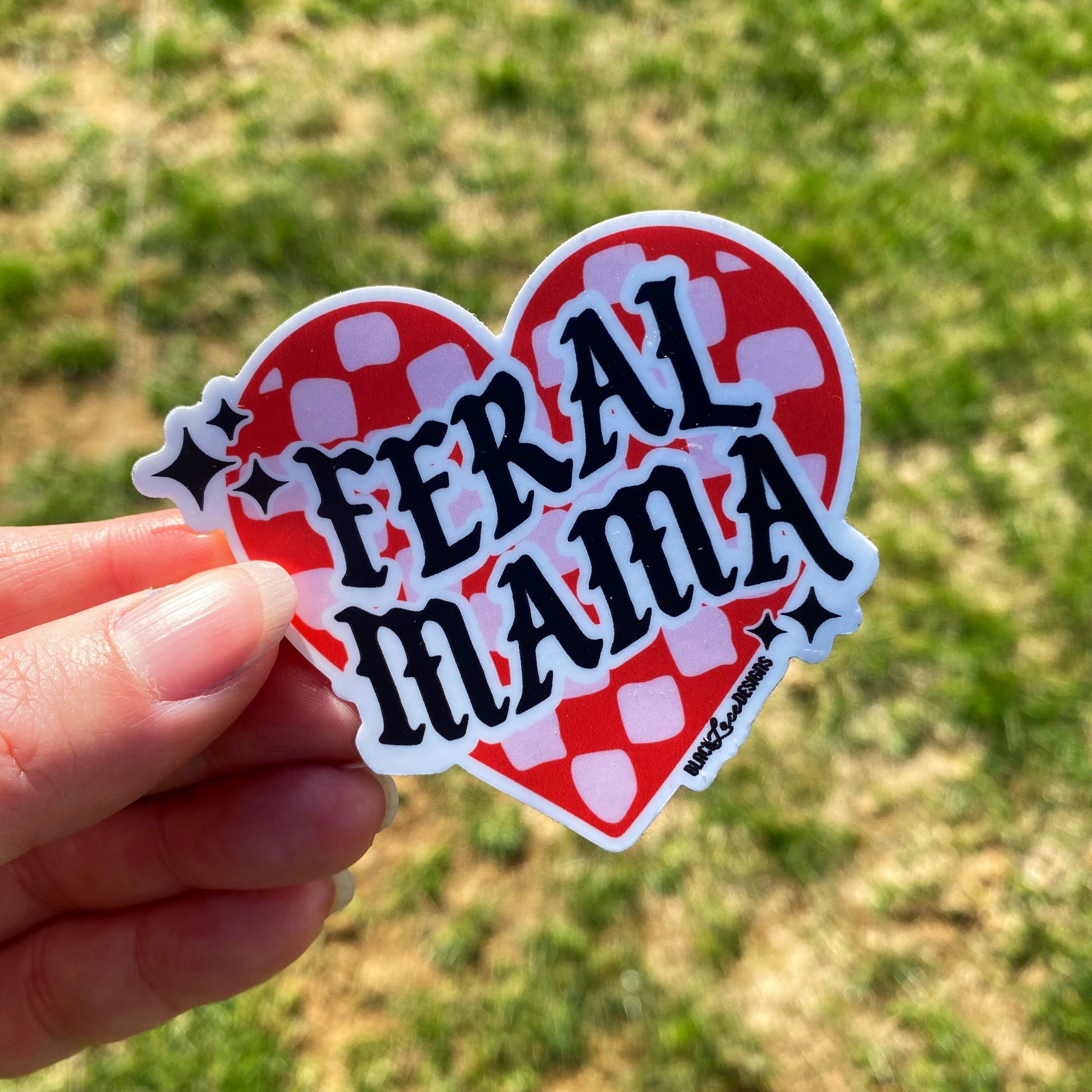 Feral Mama Checkerboard Sticker