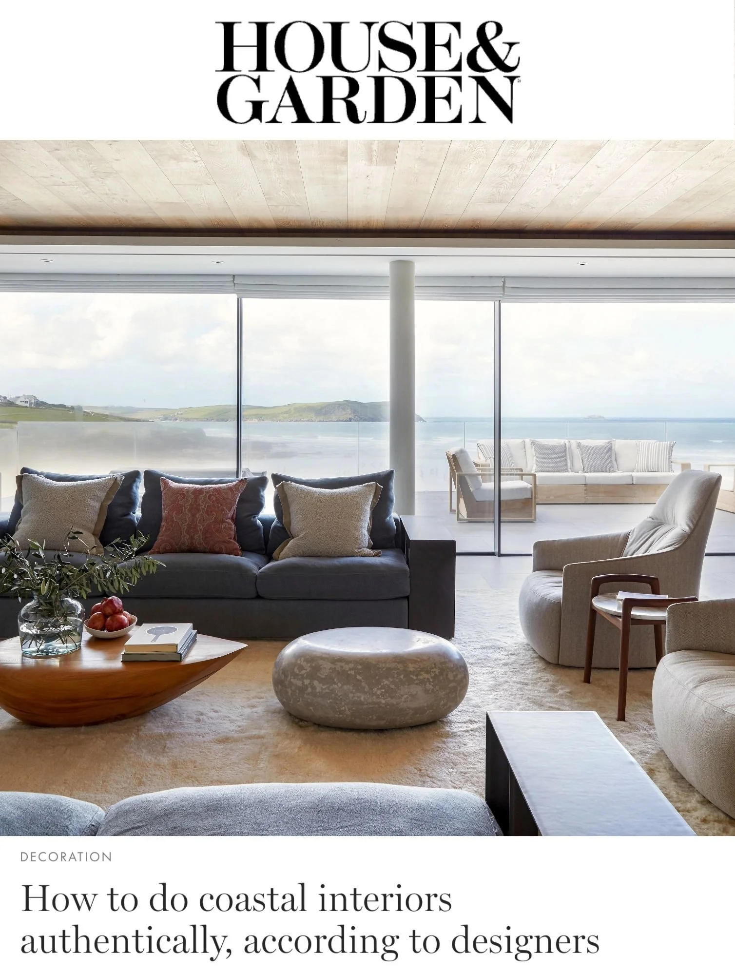 press article from House & Garden on Coastal interios featuring Th2 Designs