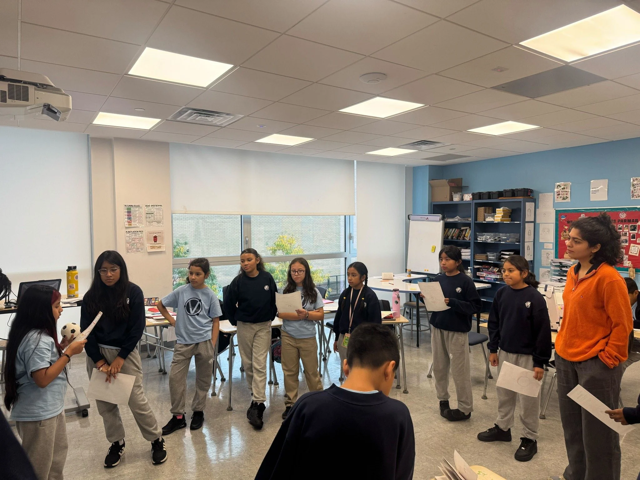 In this discussion circle, 5th grade students were sharing evidence on character traits. They even had a squishy soccer ball to represent our one mic rule 🎤⚽✨