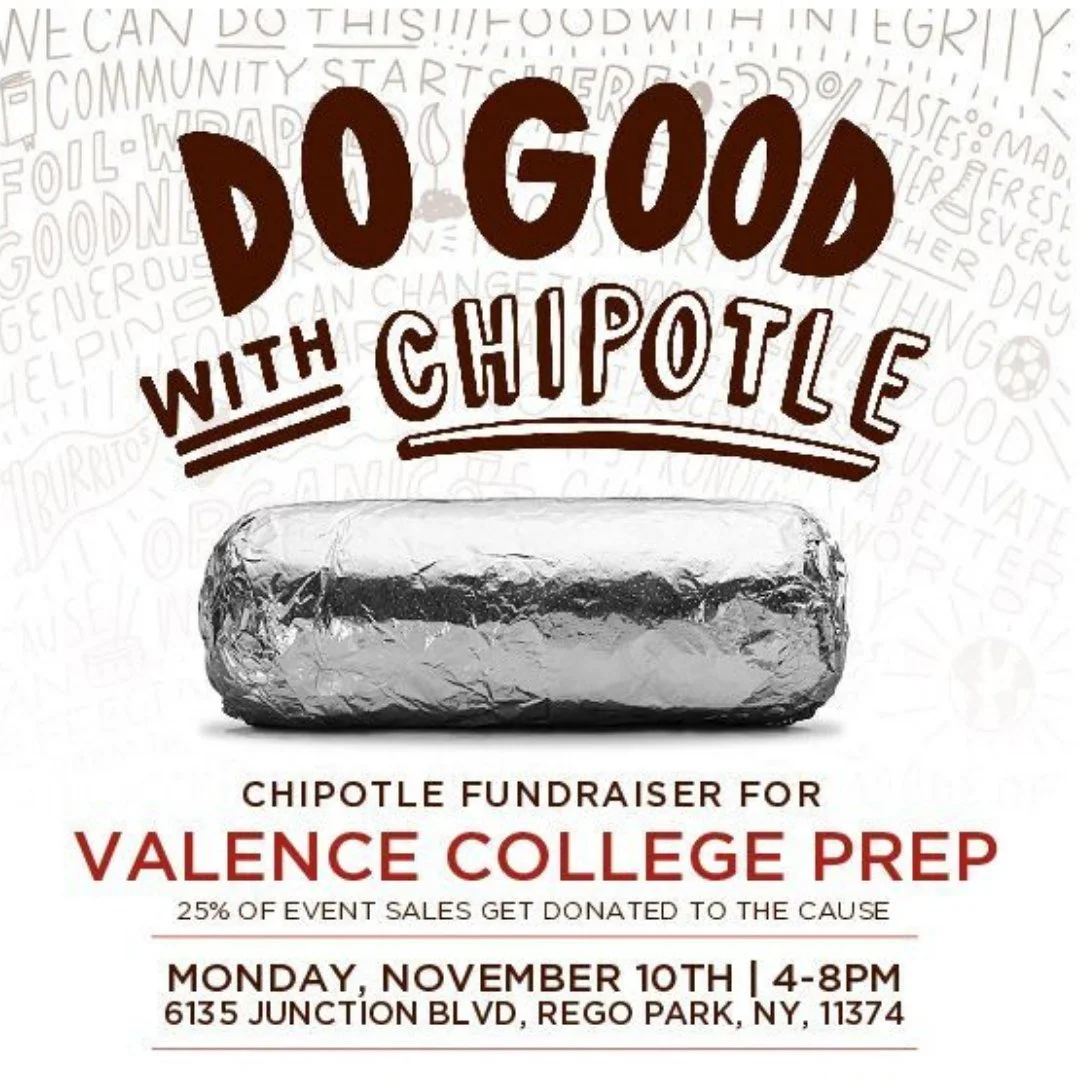 🌯 Burrito lovers, assemble! 🫡 On Mon, 11/10 from 4 - 8 PM, head to Chipotle at Rego Center and show this flyer - 25% of your meal goes right back to Valence! 💙

Because what better way to treat yourself before a day off than with tacos and support