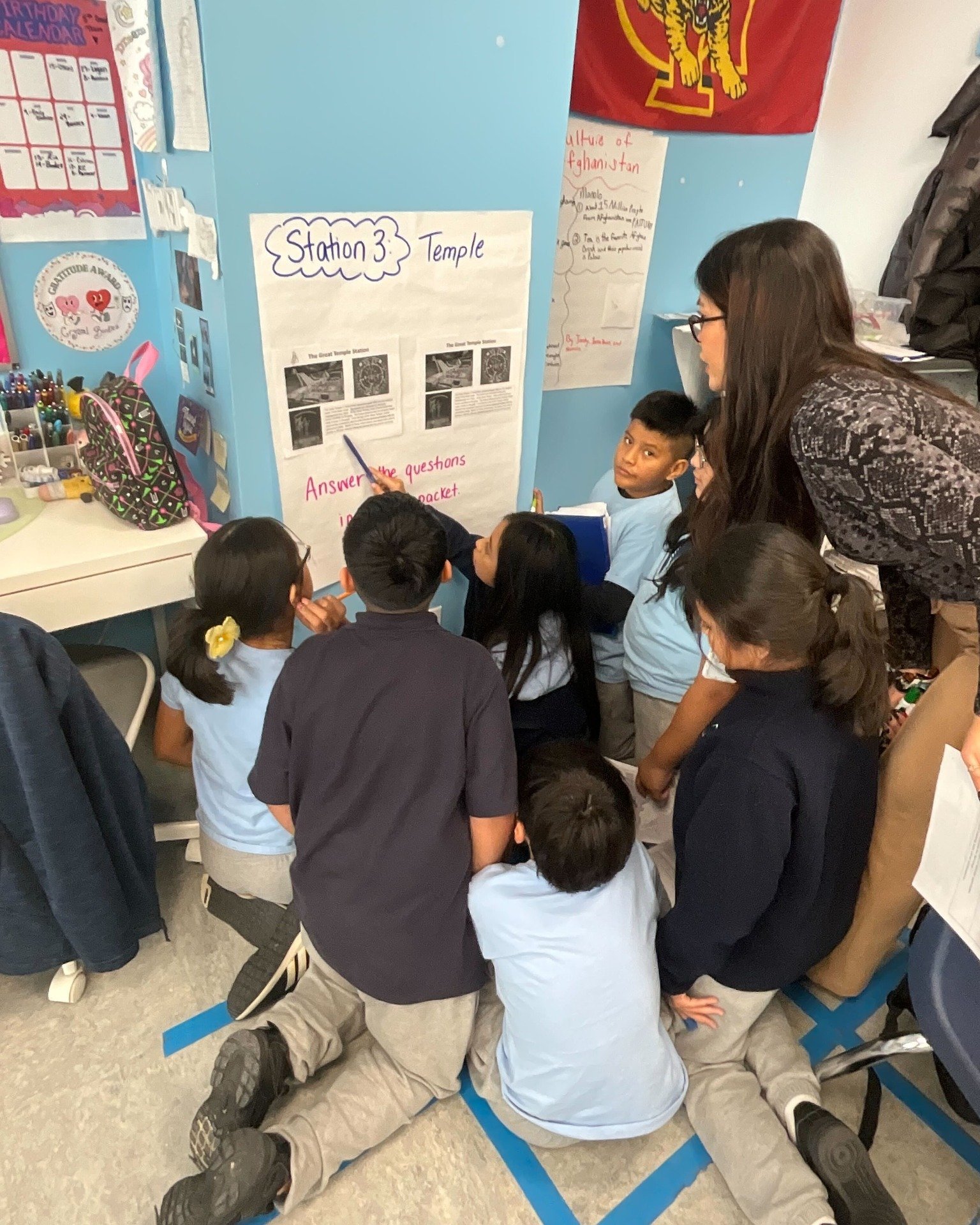 5th graders hard at work investigating history at their stations 🪏📜