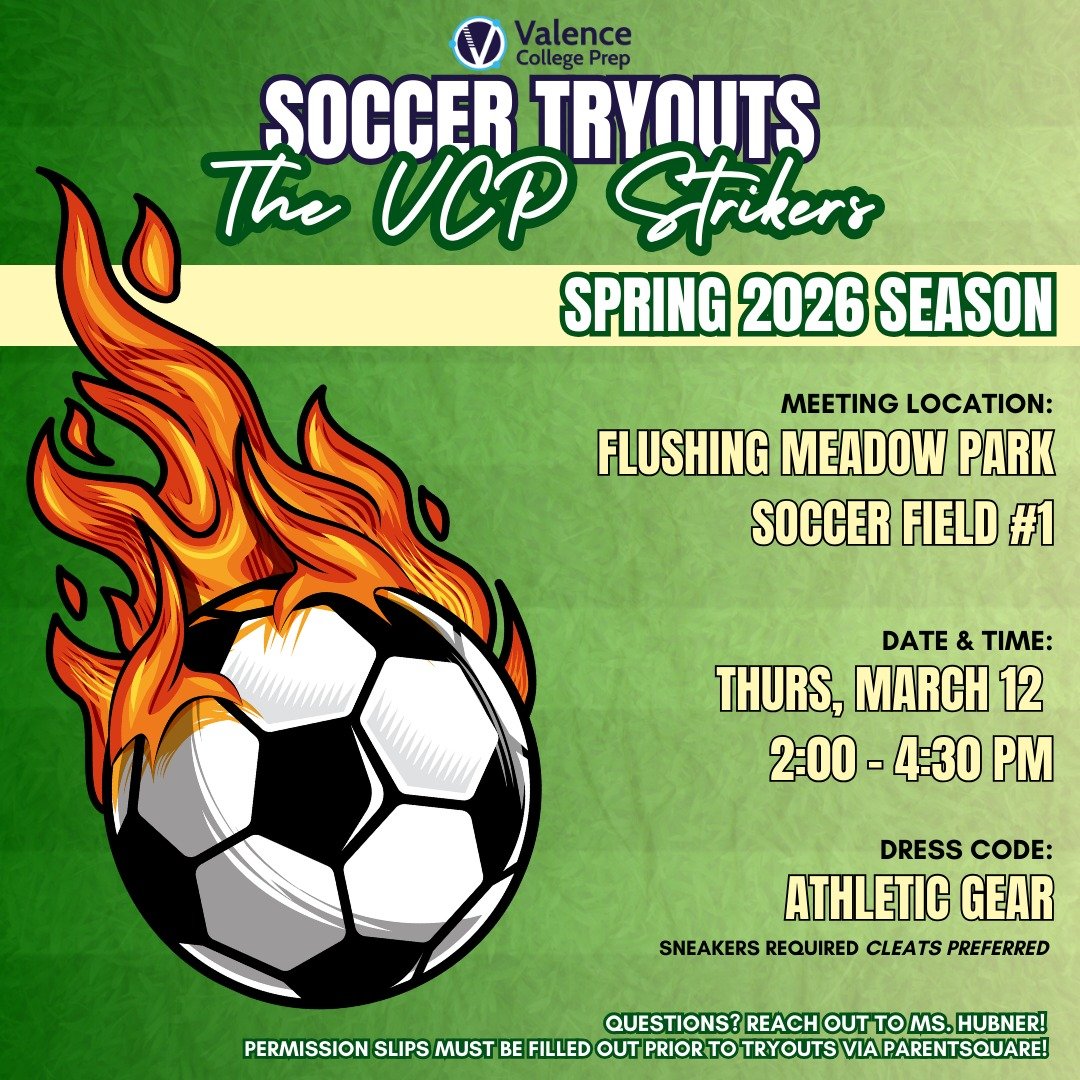 ⚽🔥 VCP Strikers are back! 🔥⚽ Soccer Tryouts for the Spring 2026 Season are here! 

📍 Location: Flushing Meadow Park &ndash; Soccer Field #1
📅 Date: Thursday, March 12
⏰ Time: 2:00&ndash;4:30 PM
👟 Dress Code: Athletic gear (sneakers required, cle