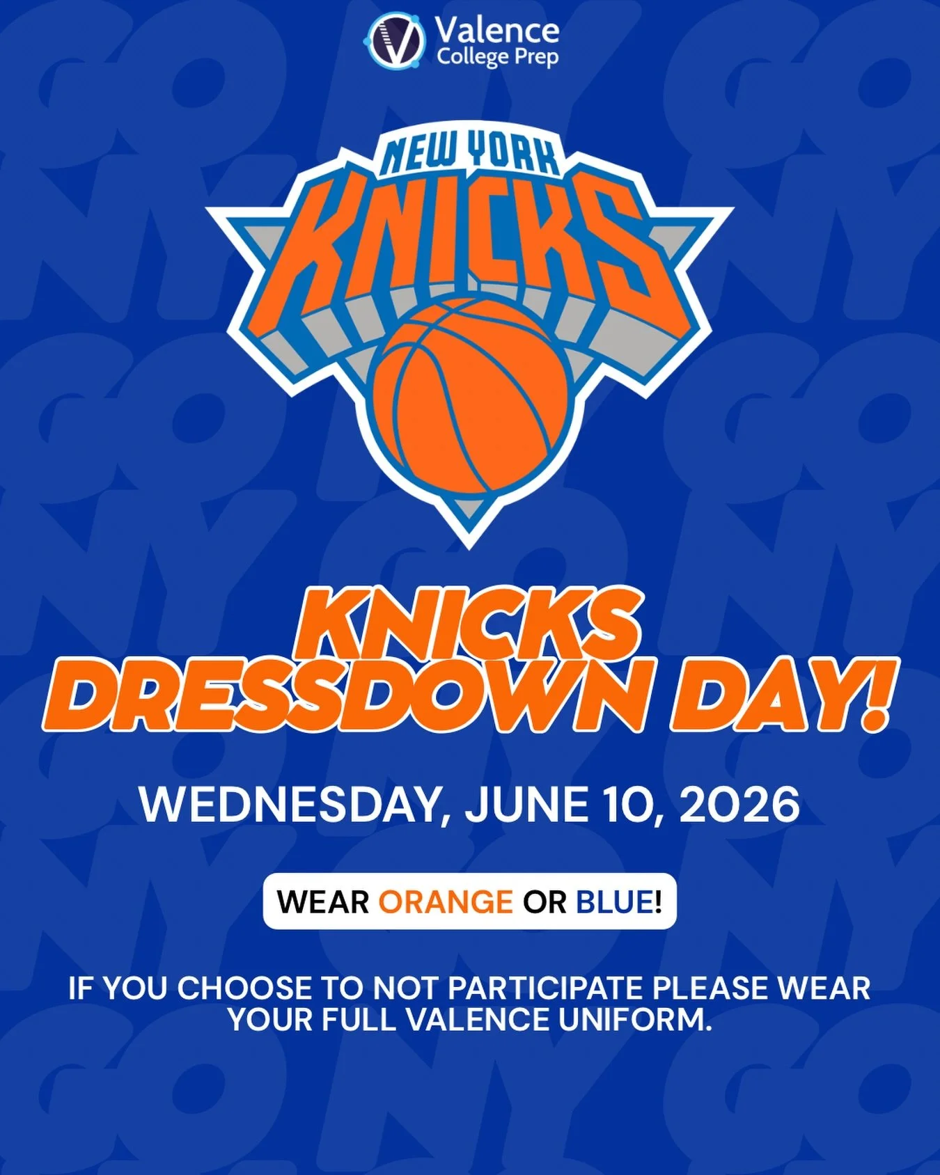 🚨 SURPRISE: ITS KNICKS DAY! 🚨 In honor of @nyknicks playing Game 4 TOMORROW, June 10th, it&rsquo;s officially Knicks Dress Down Day! Wear blue or orange to show your support and let&rsquo;s lock in for Game 4&hellip; LGK!!! 💙🧡💙🧡