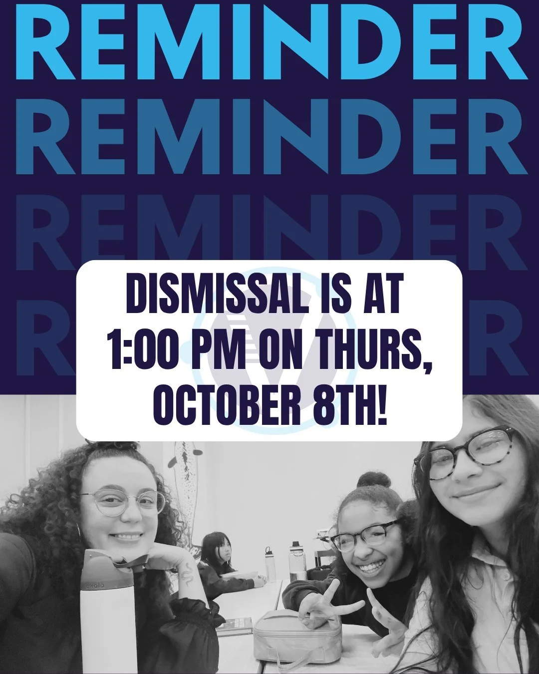 Please note that Thursday, October 8th, will be a half-day for professional development. Scholars will be dismissed at 1:00 PM, and yellow bus service will be provided. ✨
