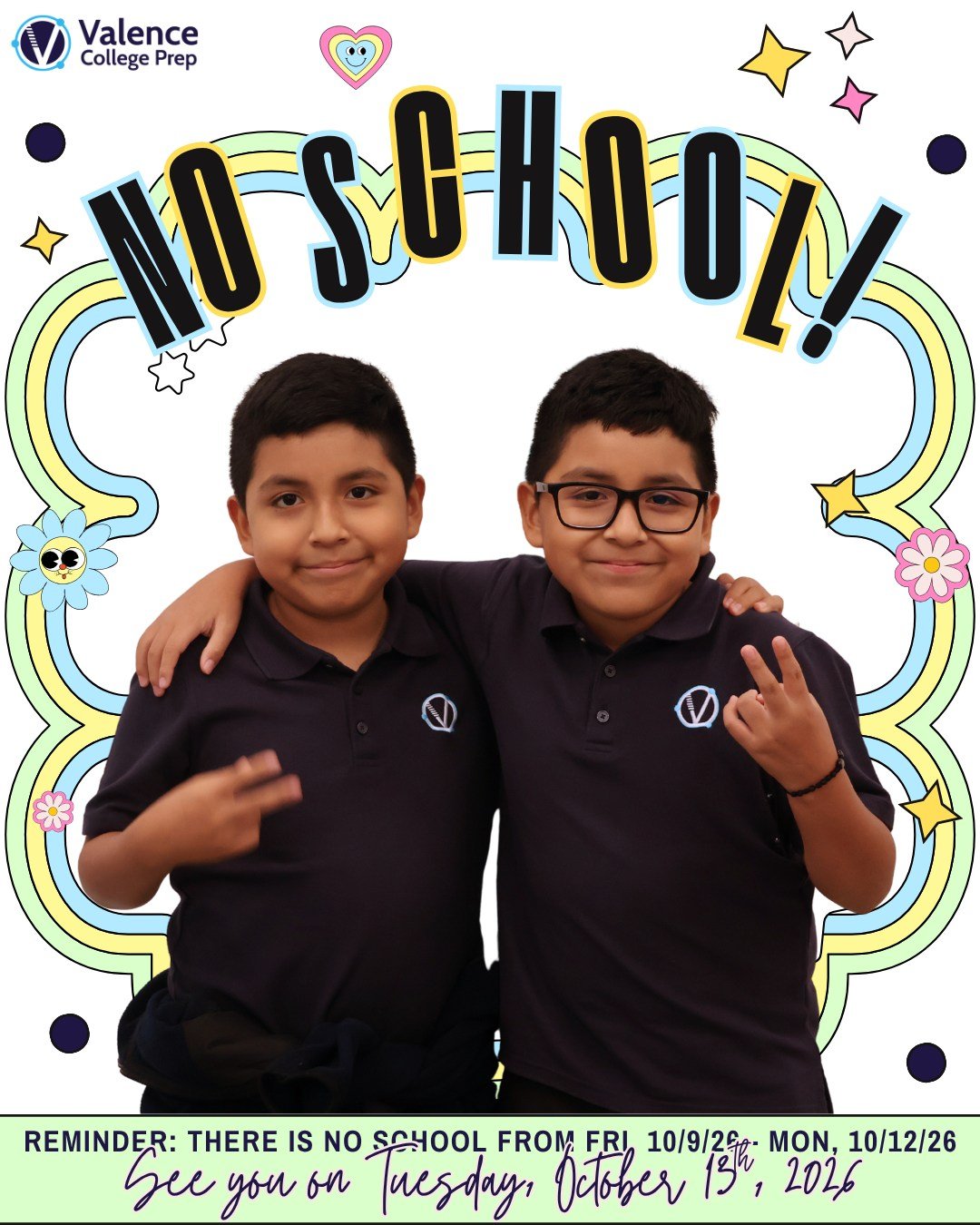 As a reminder, there is no school on Friday, October 9th and Monday, October 12th in observance of Indigenous Peoples' Day. ✨