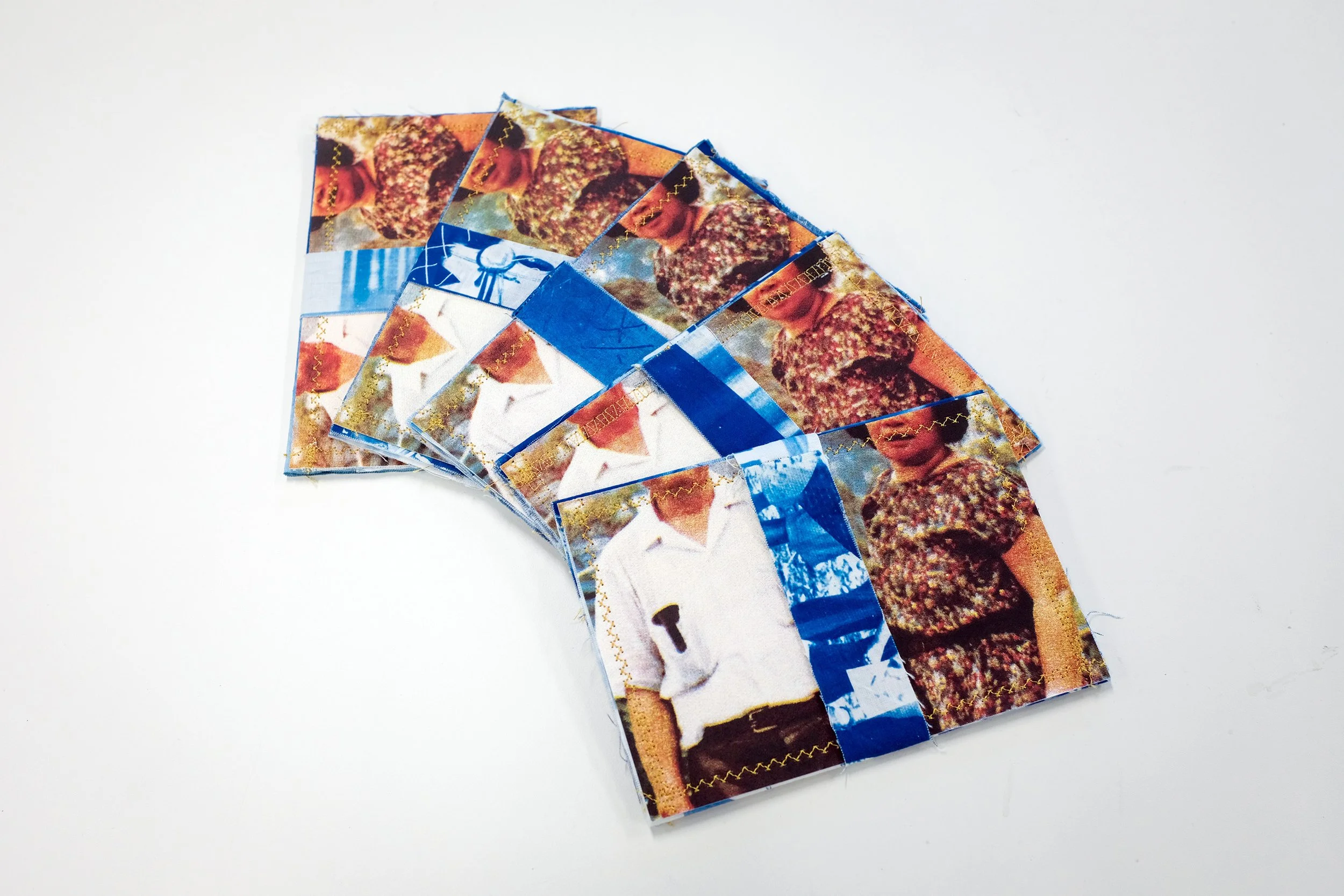 Welcome Home, 2026. Artist book; serigraphy on BFK Rives paper, cyanotype on cotton, thread. 4.75 inches x 6.75 inches x 0.25 inches. Edition of 13.