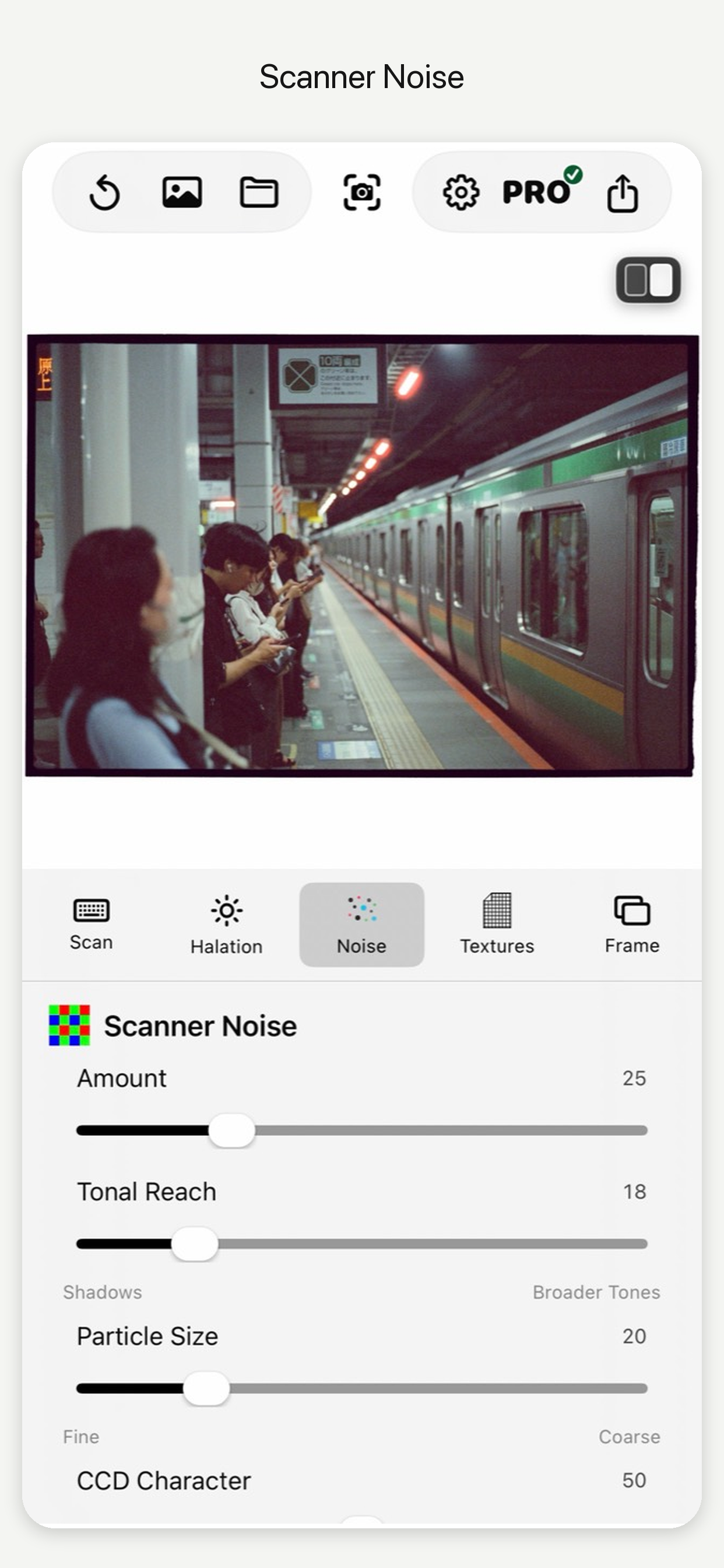 theLAB Scanner Noise controls on iPhone