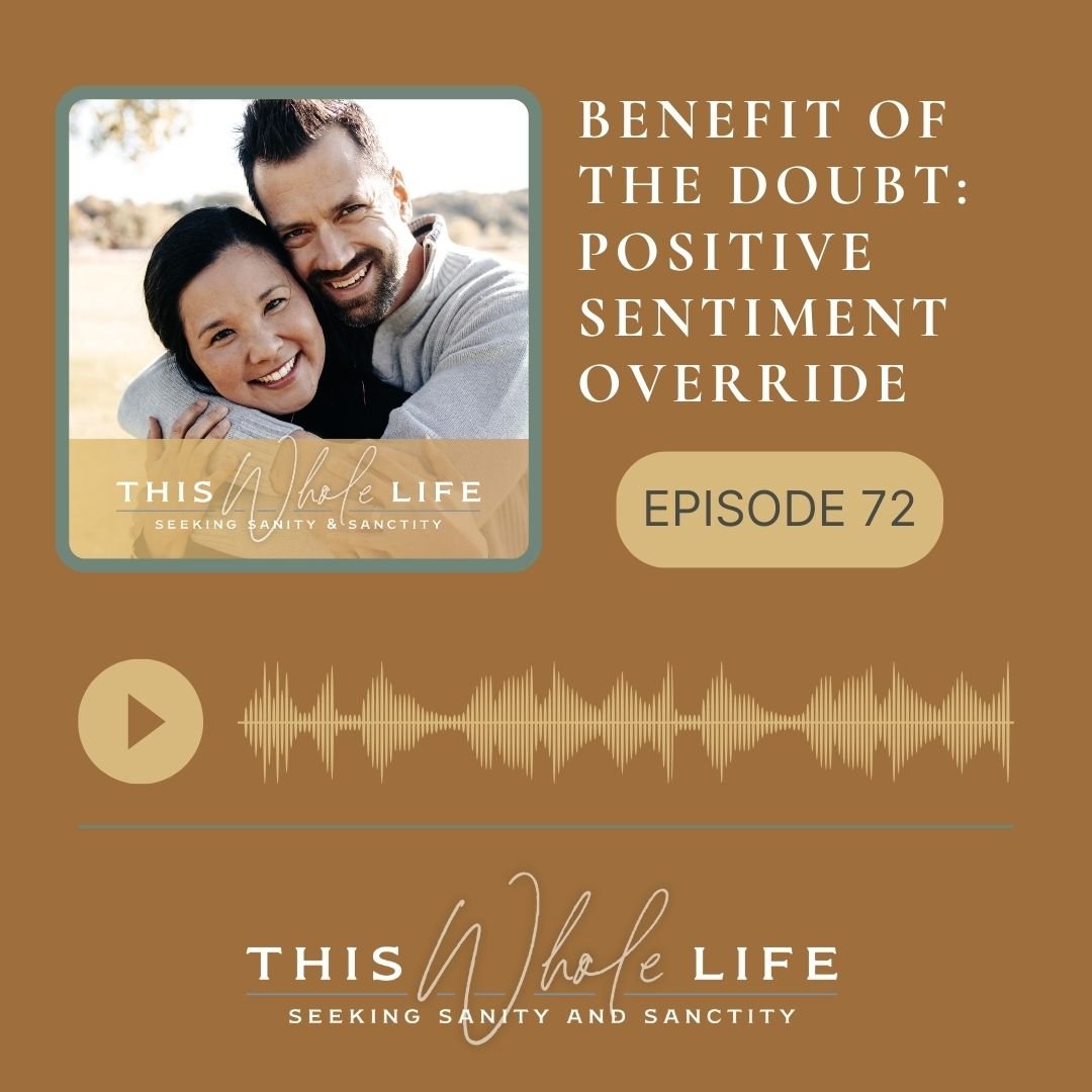 Why do I get so hurt by others' actions?
Why is it so hard for me to let things slide?
How can I give people close to me the benefit of the doubt?
In episode 72 of This Whole Life, Kenna and Pat dive into the concept of Positive Sentiment Override,