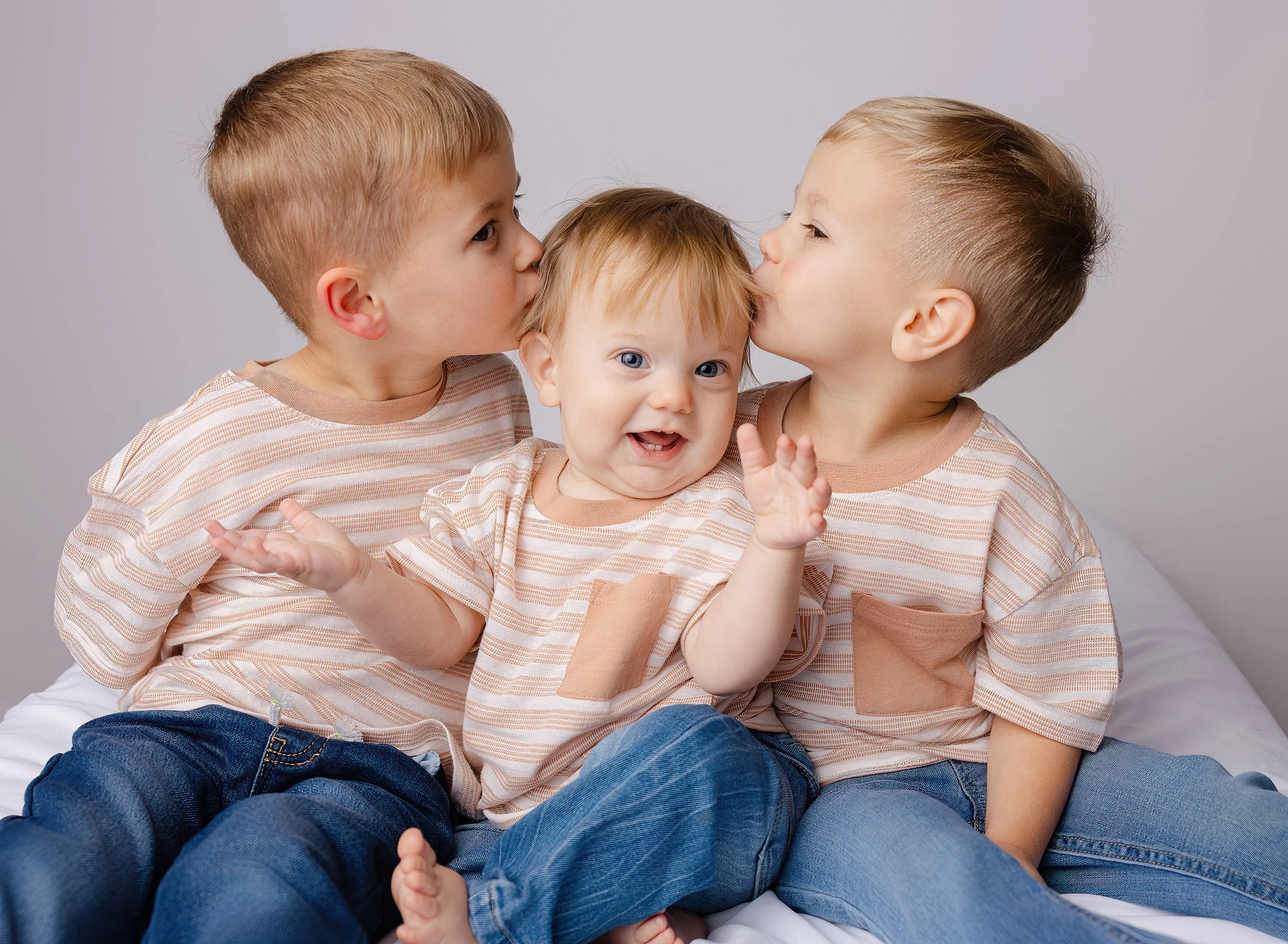 Studio sibling photos of young boys in College Station