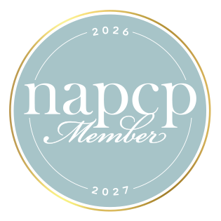 A circular badge with a light blue background, white text that reads "napcp Member," and the years "2026" and "2027."