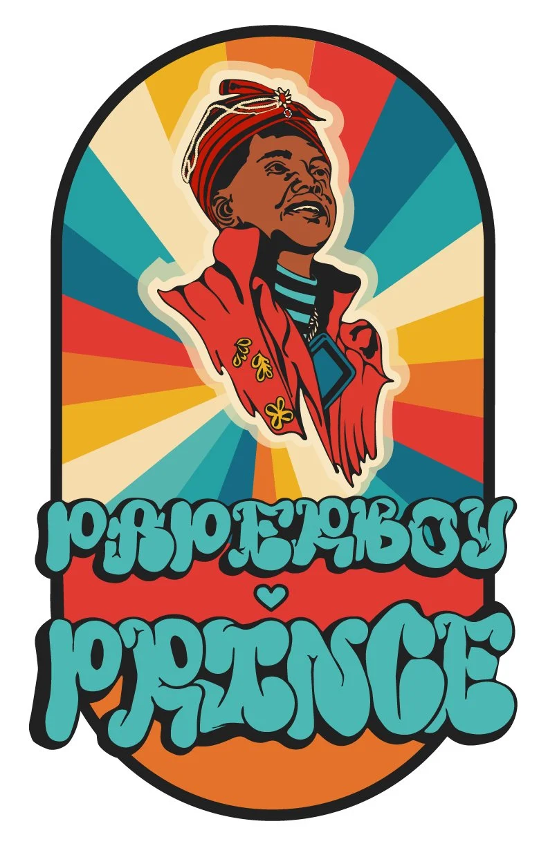 Sticker and vector portrait of "Paperboy Prince"