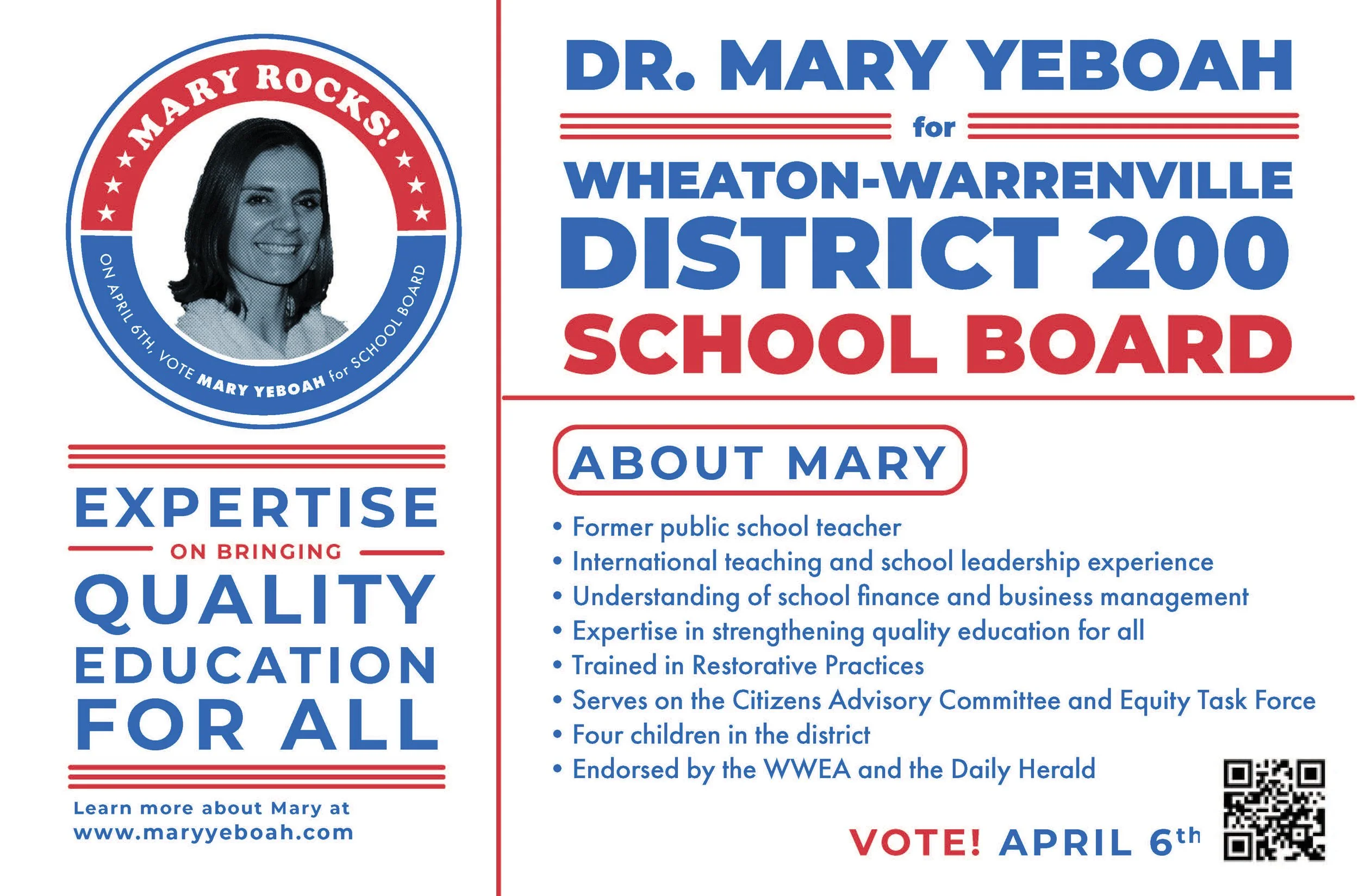Mailer for Mary Yeboah (one-sided)
