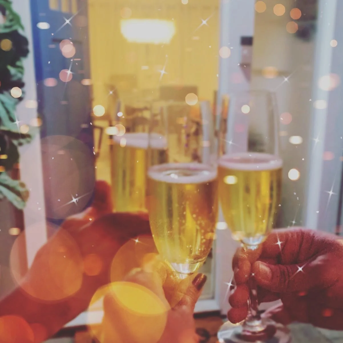 Bubbles! 🥂
&ldquo;Champagne&rdquo; on the label means that it can ONLY come from Champagne, France. Otherwise, it would be categorized as a &ldquo;sparkling wine.&rdquo; 
Why don&rsquo;t most bottles of bubbly have a year on the label like other win