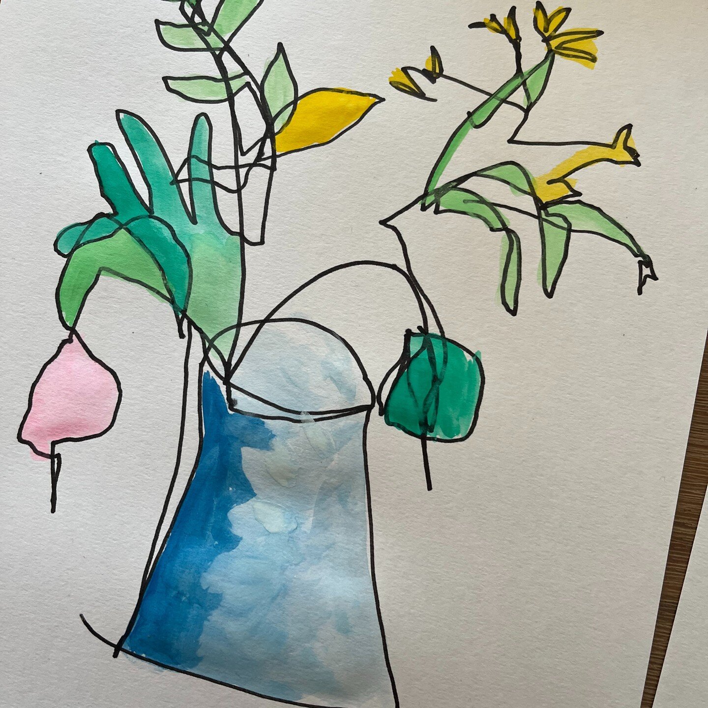 In this fun artistic process &lsquo;No-Look Contour Drawing&rsquo;, participants were encouraged not to look at their paper, just to place their pen to paper and in one continuous line (without lifting the pen from the paper) draw the object in front