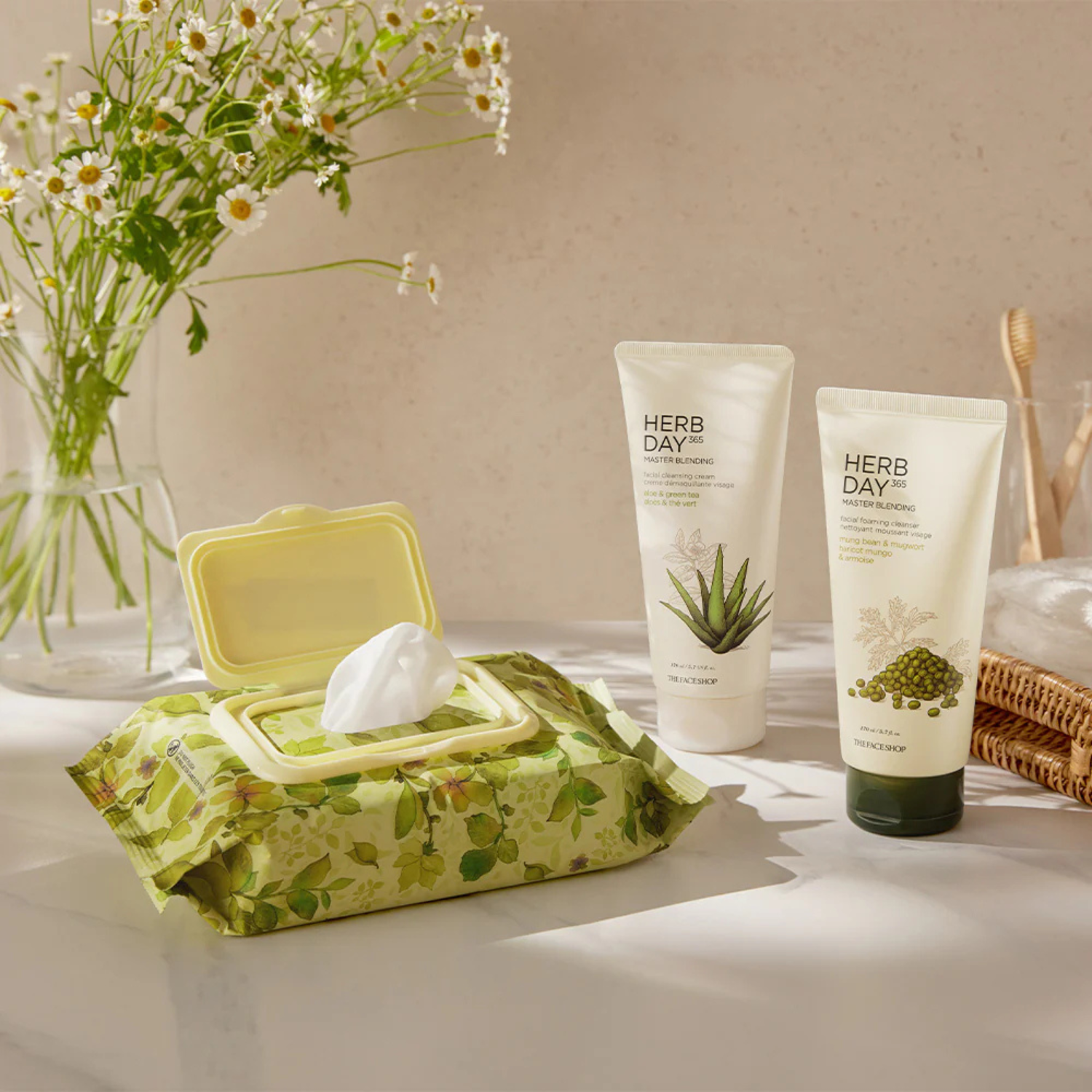 The Face Shop Herb Day Cleansing Tissue 70 Sheets | OoshTush | K-beauty | Free Shipping Over $50 USD