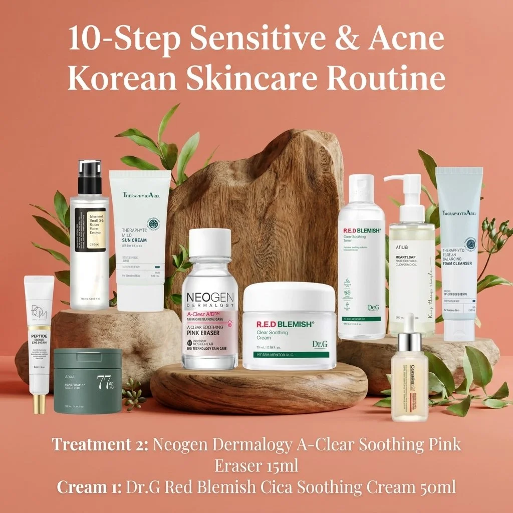 10-Step Sensitive & Acne Skincare Routine