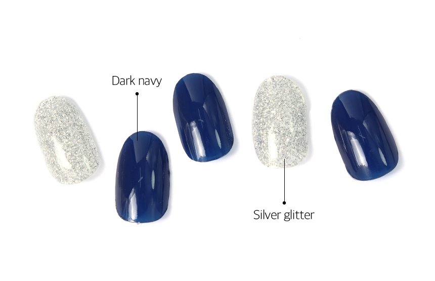 Glossyblossom Semi-Cured Nails Back to Navy | OoshTush | K-beauty | Free Shipping Over $40 USD