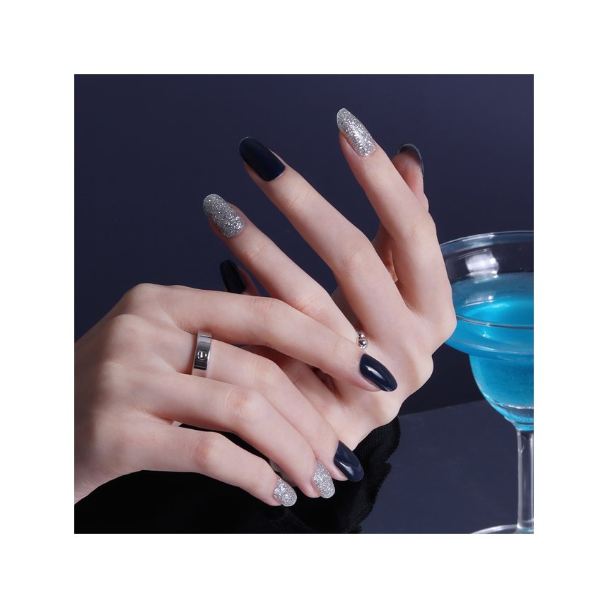 Glossyblossom Semi-Cured Nails Back to Navy | OoshTush | K-beauty | Free Shipping Over $40 USD