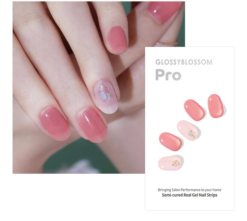 Glossyblossom Semi-Cured Nails Twinkle Coral | OoshTush | K-beauty | Free Shipping Over $40 USD