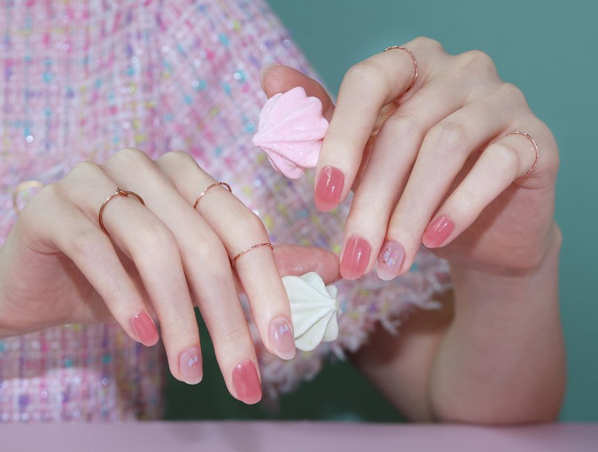 Glossyblossom Semi-Cured Nails Twinkle Coral | OoshTush | K-beauty | Free Shipping Over $40 USD