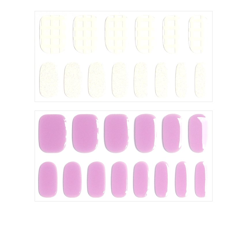 Glossyblossom Semi-Cured Nails Lavender Check | OoshTush | K-beauty | Free Shipping Over $40 USD