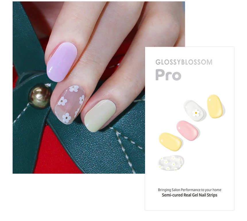 Glossyblossom Semi-Cured Nails Daily Daisy | OoshTush | K-beauty | Free Shipping Over $40 USD