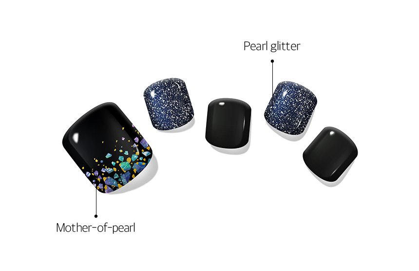 Glossyblossom Semi-Cured Pedi Night Black | OoshTush | K-beauty | Free Shipping Over $40 USD