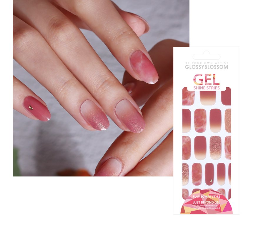 Glossyblossom Nail Gel Strips Tango in the Sunset | OoshTush | K-beauty | Free Shipping Over $40 USD