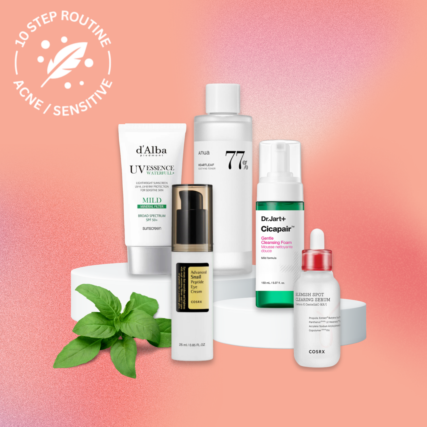 K-Beauty 10-Step Nourishing Skincare Routine All Skin & Sensitive/Acne-prone Skin