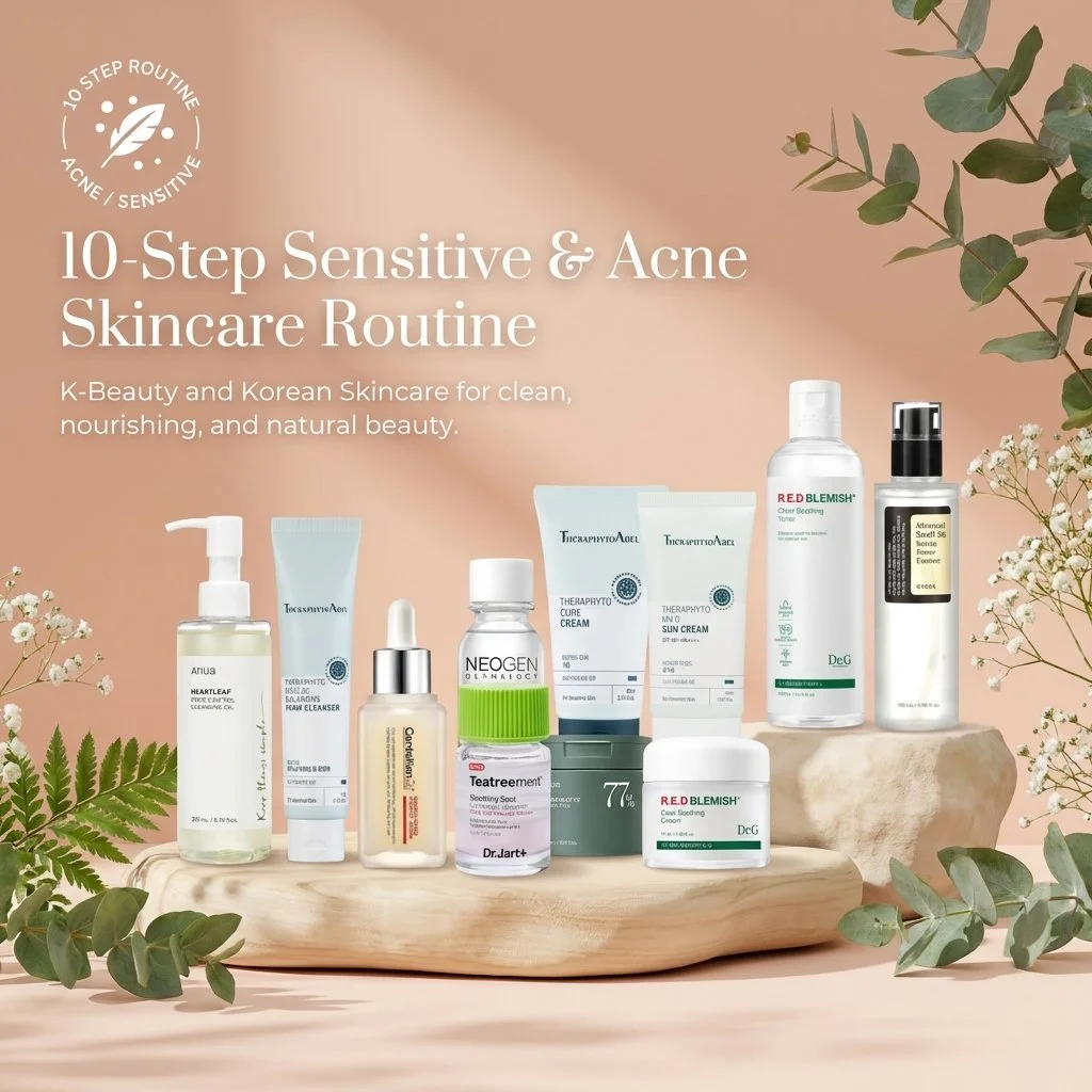 Sensitive skin and acne need care that&rsquo;s gentle but effective. 🌿

Our 10-Step Sensitive &amp; Acne Skincare Routine focuses on calming irritation, controlling breakouts, and strengthening the skin barrier without harsh ingredients. Each step i