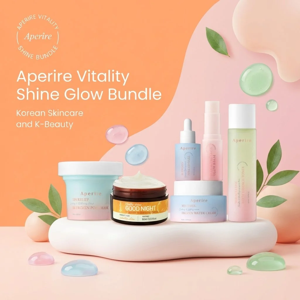Meet your all-in-one glow routine. ✨
The Aperire Vitality Shine Glow Bundle is designed to target dullness, dehydration, enlarged pores, and early signs of aging in one seamless routine. With a powerful blend of hydrating actives, pore-refining ingre