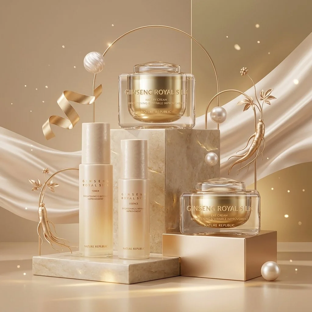 Treat your skin to the luxury of ginseng-powered care. ✨
The Nature Republic Ginseng Royal Skincare Line&mdash;featuring the toner, emulsion, essence, cream, and eye cream&mdash;works together to deeply nourish, hydrate, and revitalize tired skin for