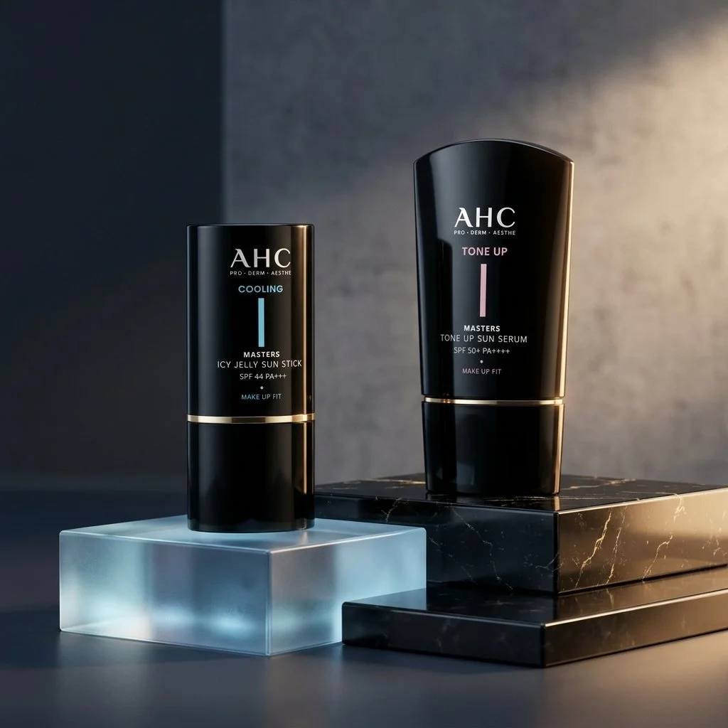☀️ Meet your new sun care essentials! ✨
The AHC Masters Icy Jelly Sun Stick SPF44 PA+++ keeps sun protection cool, convenient, and mess-free, while the AHC Masters Tone Up Sun Serum SPF50+ PA++++ delivers lightweight UV defense with a fresh, bright f