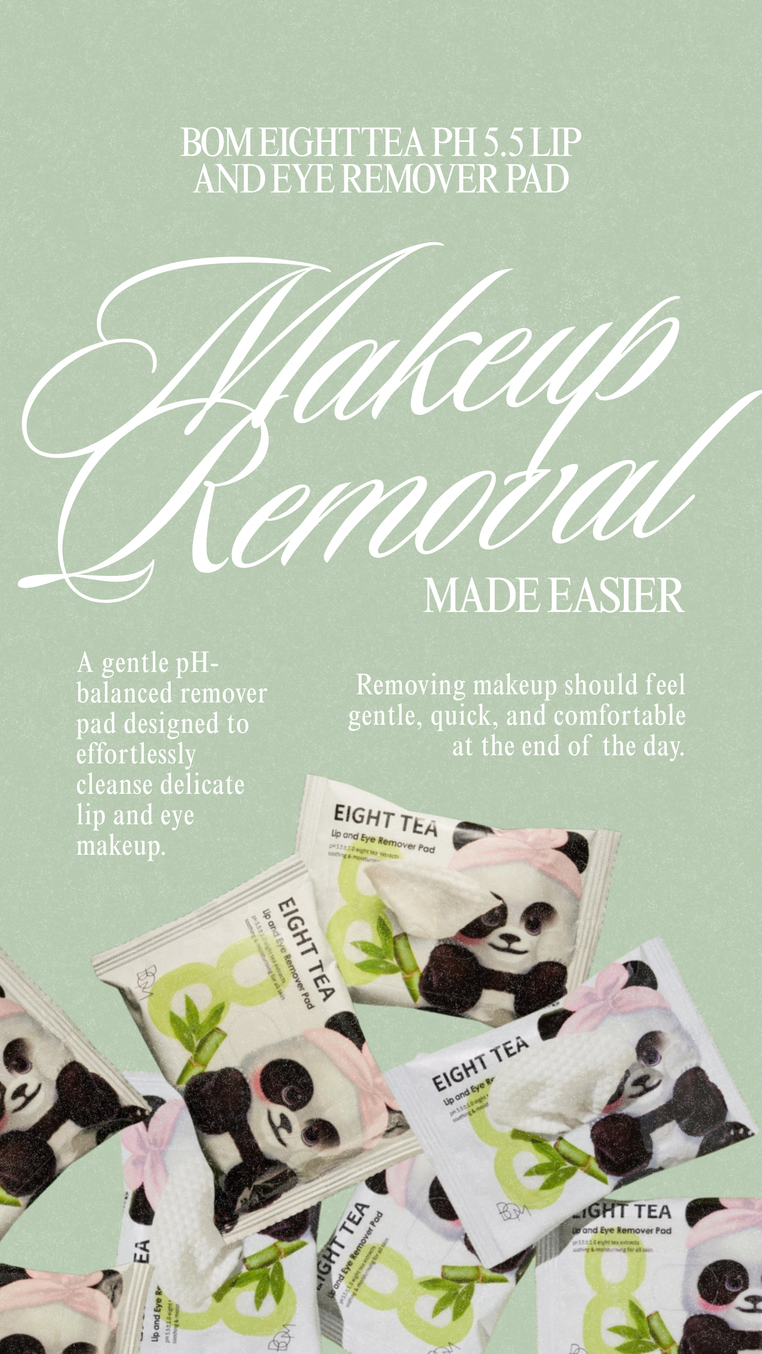 Makeup Removal, Made Easier: BOM Eight Tea pH 5.5 Lip And Eye Remover Pad 30 Sheets