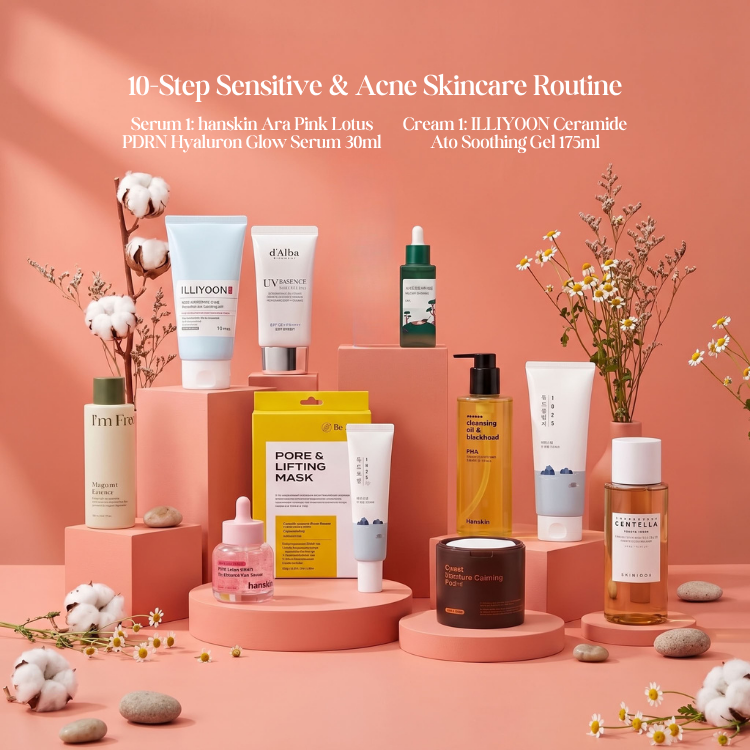 10-Step Sensitive & Acne Skincare Routine