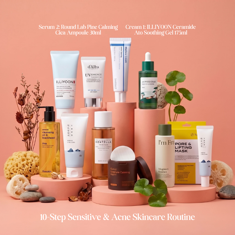 10-Step Sensitive & Acne Skincare Routine